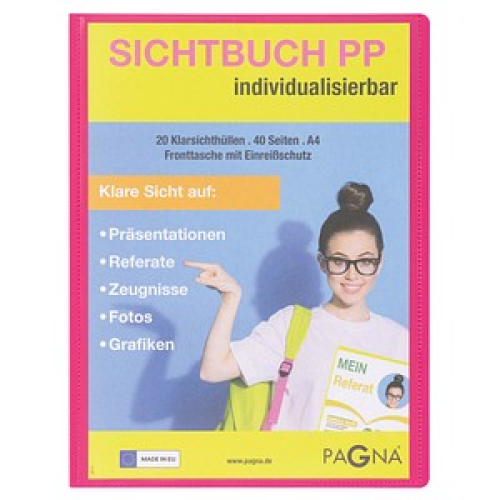 PAGNA School Sichtbuch DIN A4, 20 Hüllen dunkelrosa