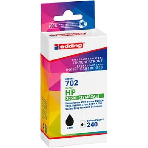edding EDD-702  schwarz Druckerpatrone kompatibel zu HP 305XL (3YM62AE)