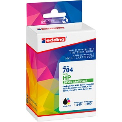 edding EDD-704  schwarz, color Druckerpatronen kompatibel zu HP 305XL (3YM62AE/3YM63AE), 2er-Set