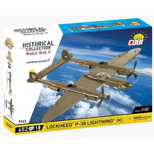 COBI Historical Collection 5763 - Lockheed P-38 Lightning (H), WWII, WWII, Bausatz 1:32, 650 Klemmbausteine/1 Figur