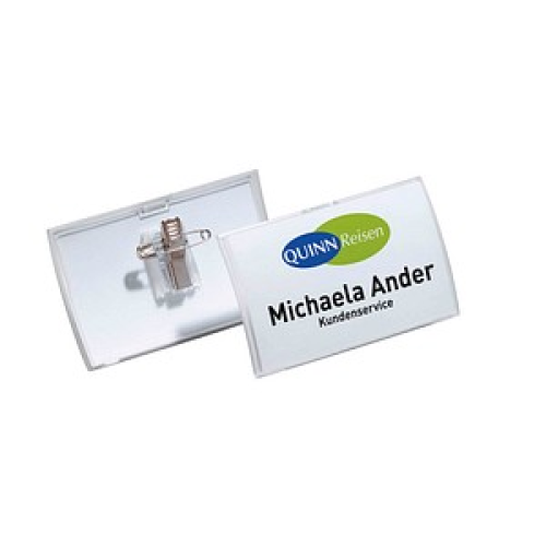 5 DURABLE Click Fold Namensschilder mit Kombiklemme 9,0 x 5,4 cm