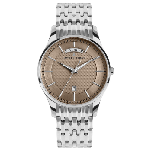 Jacques Lemans 1-2193L Herren-Armbanduhr Quarz Stahl/Braun