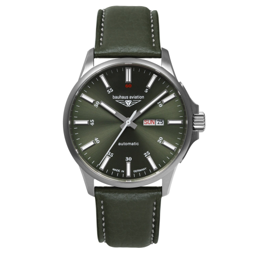 Bauhaus 2866-4 Aviation Herren-Fliegeruhr Automatik DayDate Grün