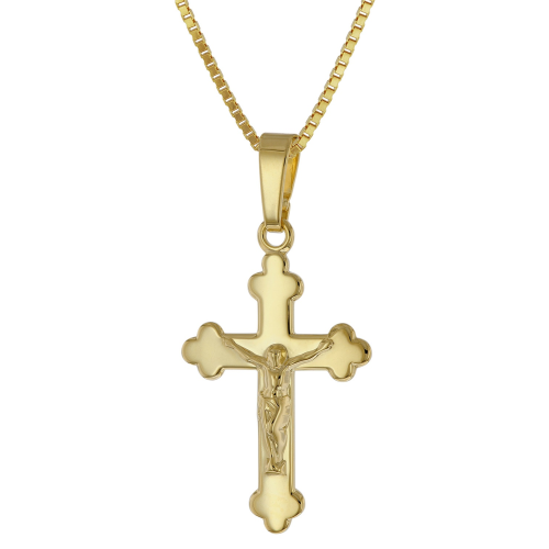 trendor 41170 Kruzifix Anhänger Gold 333 / 8K mit goldplattierter Silberkette