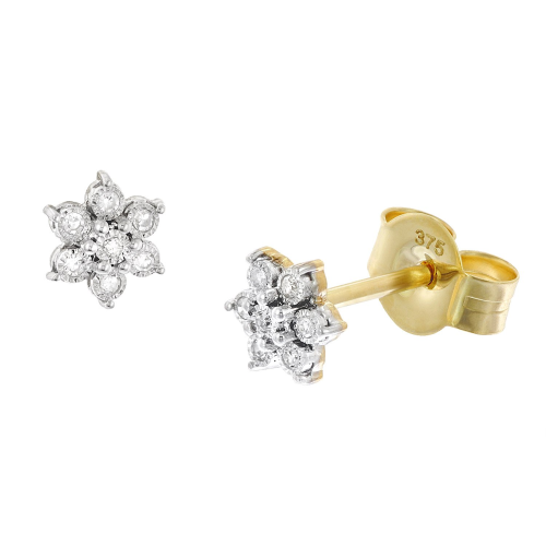 GLIZZ GL8633 Diamant-Ohrstecker Blüten Ohrringe Gold 333/8K