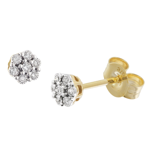 GLIZZ GL8639 Damen-Ohrringe Mit Diamanten Gold 333/8K Blüten Ohrstecker