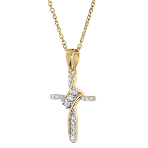 GLIZZ GL8640 Damen-Halskette mit Diamant-Kreuz Gold 333/8K