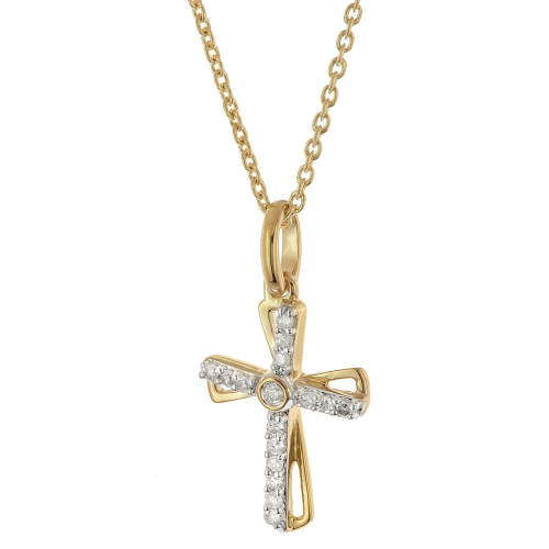 GLIZZ GL8641 Damen-Kette mit Diamant-Kreuz Gold 333/8K
