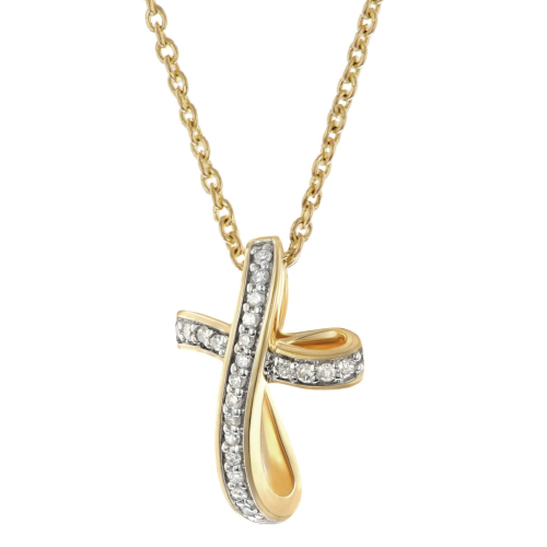 GLIZZ GL8642 Damen-Halskette mit Diamant-Kreuz Gold 333/8K