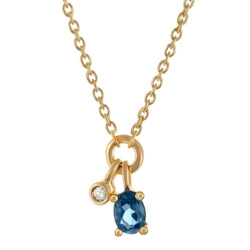 GLIZZ GL8643 Damen-Kette Gold 333/8K Collier mit Diamant und Saphir
