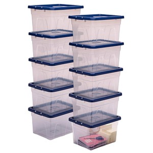 10 Bankers Box Aufbewahrungsboxen 22,0 l transparent, blau 32,0 x 40,0 x 24,5 cm