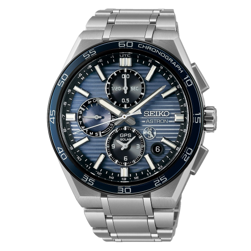 Seiko SSH175J1 Astron GPS Solar Herrenuhr Chronograph Titan/Blau