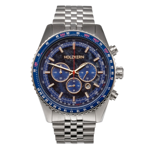 Holzkern Herrenuhr Chronograph Openhorizon Marmor Blau