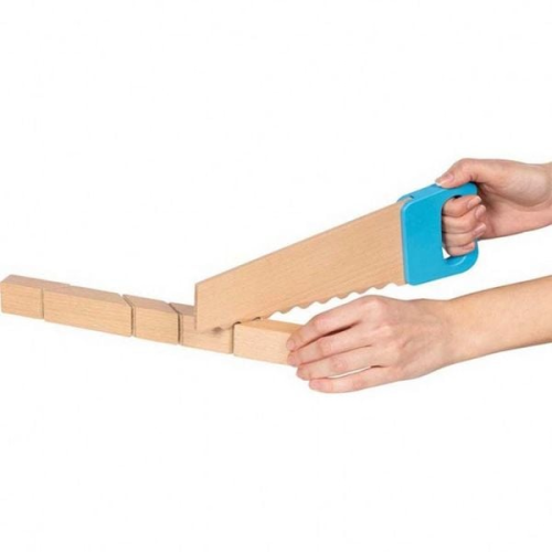 Holzbausteine mit Klettverbindungen und Säge