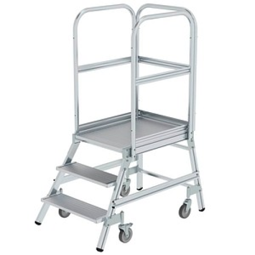 MUNK Podestleiter 50103 fahrbar alu 3 Stufen, H: 172,0 cm