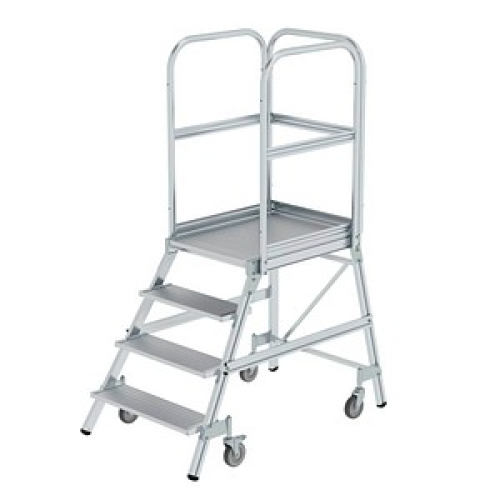 MUNK Podestleiter 50104 fahrbar alu 4 Stufen, H: 196,0 cm