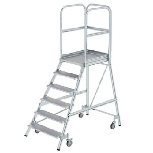 MUNK Podestleiter 50106 fahrbar alu 6 Stufen, H: 244,0 cm