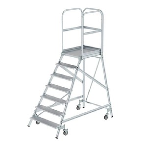 MUNK Podestleiter 50107 fahrbar alu 7 Stufen, H: 268,0 cm