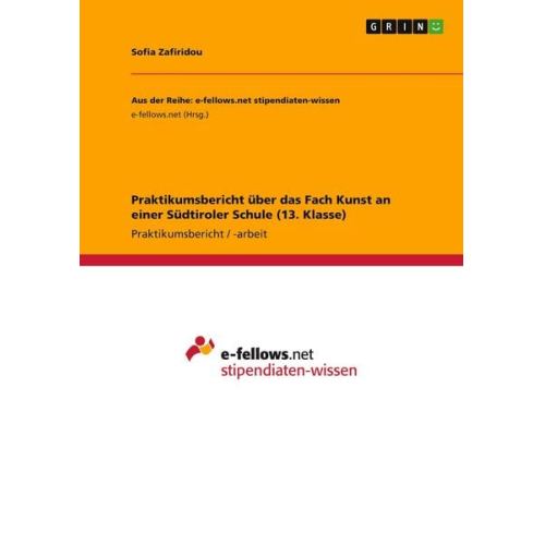 Sofia Zafiridou - Praktikumsbericht über das Fach Kunst an einer Südtiroler Schule (13. Klasse)