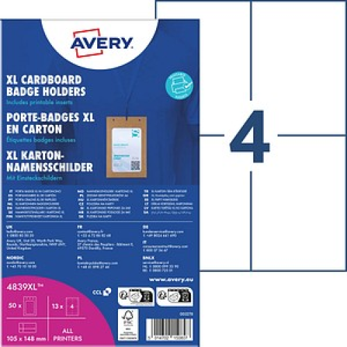 13 AVERY Zweckform XL Karton Namensschilder 14,8 x 10,5 cm