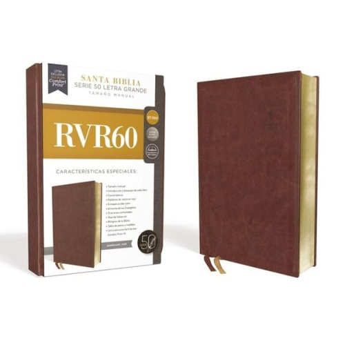 Rvr 1960-Reina Valera 1960 - Rvr60, Santa Biblia, Serie 50, Letra Grande, Tamaño Manual, Leathersoft, Café, Comfort Print
