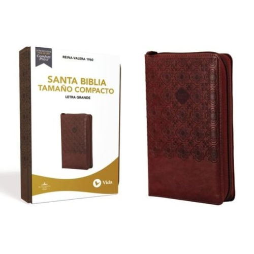 Rvr 1960-Reina Valera 1960 - Rvr60, Santa Biblia, Letra Grande, Tamaño Compacto, Leathersoft, Café, Palabras de Jesús En Rojo, Con Cierre, Comfort Print