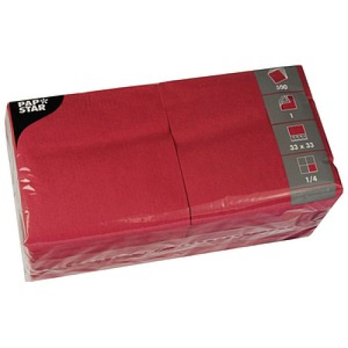 PAPSTAR Servietten weinrot 1-lagig 33,0 x 33,3 cm, 500 St.