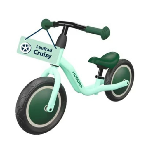 HUDORA 10922 - Laufrad Cruisy 10 mint, für Kinder von 78-100 cm, Sitzhöhe: 24-31,5 cm