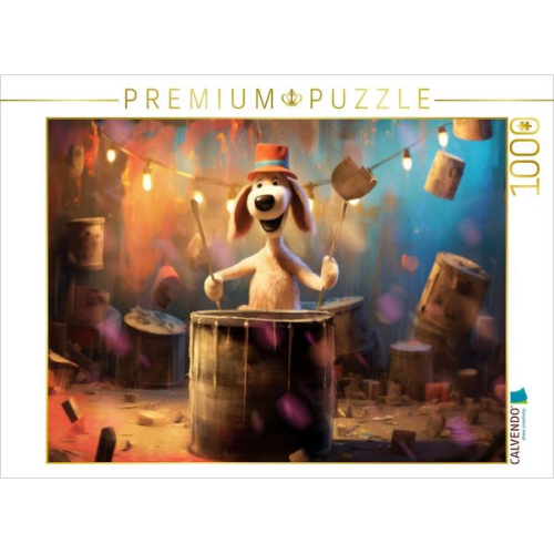CALVENDO Puzzle Hund Balou schlägt die Pauke | 1000 Teile Lege-Größe 64x48cm Foto-Puzzle für glückliche Stunden