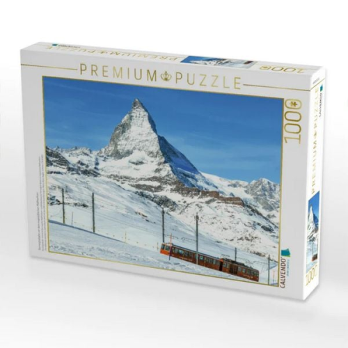 CALVENDO Puzzle Gornergratbahn vor dem majestätischen Mattherhorn | 1000 Teile Lege-Größe 64x48cm Foto-Puzzle für glückliche Stunden