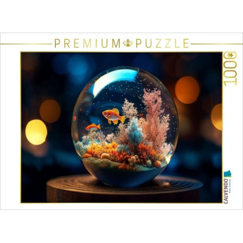 CALVENDO Puzzle Korallenriff mit Fischen in einer Glaskugel | 1000 Teile Lege-Größe 64x48cm Foto-Puzzle für glückliche Stunden