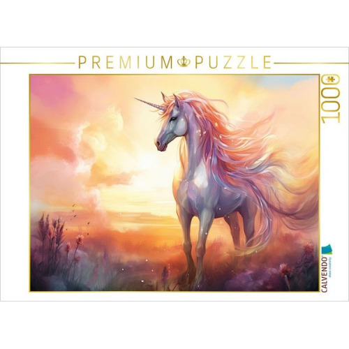 CALVENDO Puzzle Einhorn im Sonnenuntergang | 1000 Teile Lege-Größe 64x48cm Foto-Puzzle für glückliche Stunden
