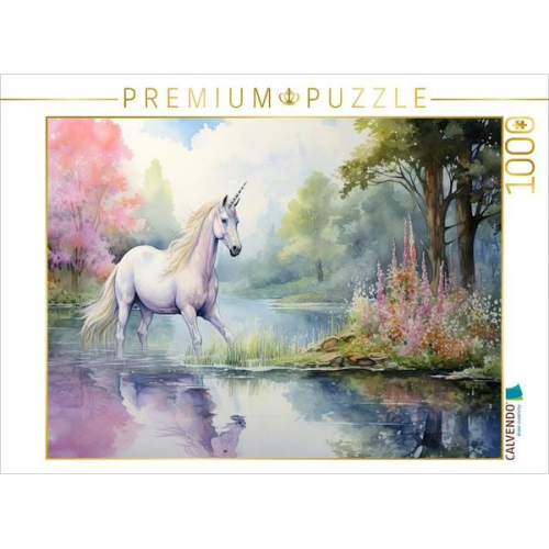 CALVENDO Puzzle Einhorn am See | 1000 Teile Lege-Größe 64x48cm Foto-Puzzle für glückliche Stunden