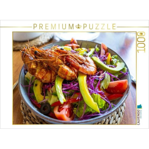 CALVENDO Puzzle Frische Sri Lanka Bowl mit gegrillten Garnelen - Tropisches Food Art Design 1000 Teile Lege-Größe 64x48cm Foto-Puzzle für glückliche