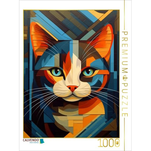 CALVENDO Puzzle Katzenportrait in modernem Kunststil | 1000 Teile Lege-Größe 64x48cm Foto-Puzzle für glückliche Stunden
