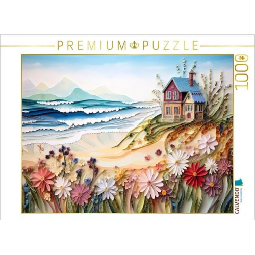 CALVENDO Puzzle Sanfte Wellen am kleinen Strandhaus | 1000 Teile Lege-Größe 64x48cm Foto-Puzzle für glückliche Stunden