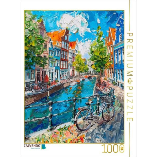 CALVENDO Puzzle Malerische Stadt der Fahrräder in Holland. | 1000 Teile Lege-Größe 64x48cm Foto-Puzzle für glückliche Stunden