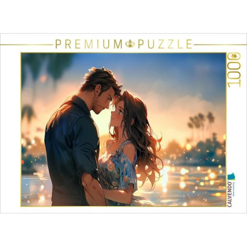 CALVENDO Puzzle Pärchen im Manga Style am Strand | 1000 Teile Lege-Größe 64x48cm Foto-Puzzle für glückliche Stunden