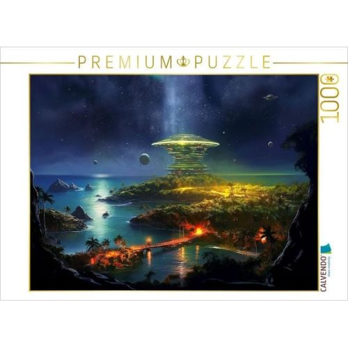 CALVENDO Puzzle Raumstation auf einem Planeten | 1000 Teile Lege-Größe 64x48cm Foto-Puzzle für glückliche Stunden