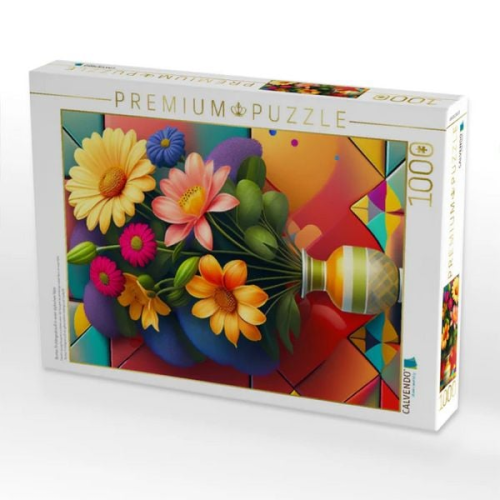 CALVENDO Puzzle Bunter Frühlingsstrauß in einer stylischen Vase | 1000 Teile Lege-Größe 64x48cm Foto-Puzzle für glückliche Stunden