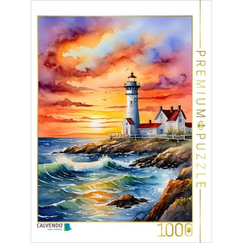 CALVENDO Puzzle Leuchtturm in der Abendsonne | 1000 Teile Lege-Größe 64x48cm Foto-Puzzle für glückliche Stunden