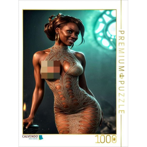 CALVENDO Puzzle Jacanda trägt hochgeschlossenes Kleid mit inspirierenden Auslassungen. | 1000 Teile Lege-Größe 64x48cm Foto-Puzzle für glückliche Stun