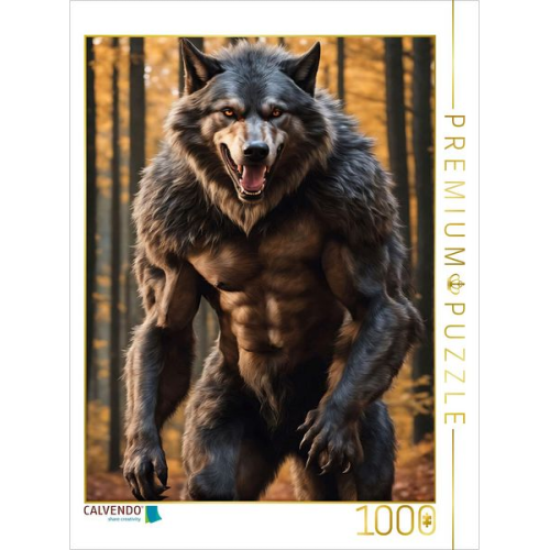 CALVENDO Puzzle Ein Werwolf lauert in einem düsteren Wald | 1000 Teile Lege-Größe 64x48cm Foto-Puzzle für glückliche Stunden