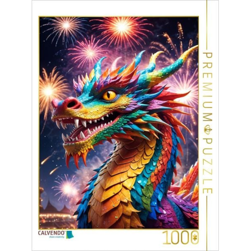 CALVENDO Puzzle Feuerwerksdrache - Farben der Magie | 1000 Teile Lege-Größe 64x48cm Foto-Puzzle für glückliche Stunden