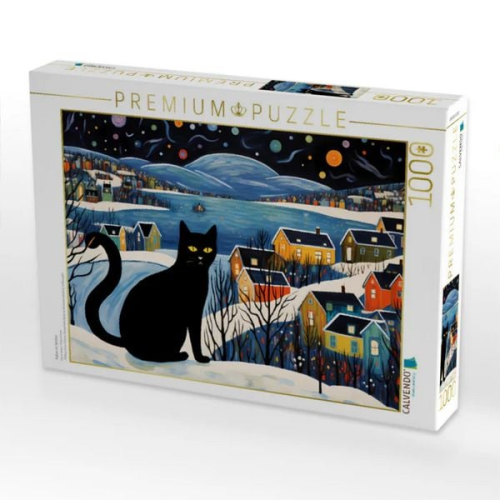 CALVENDO Puzzle Katze im Winter | 1000 Teile Lege-Größe 64x48cm Foto-Puzzle für glückliche Stunden