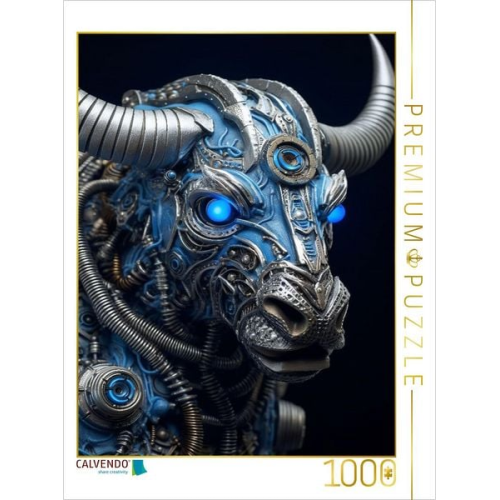 CALVENDO Puzzle Büffel - ein Cyborg Tier in Verbindung mit Elementen des Steampunk | 1000 Teile Lege-Größe 64x48cm Foto-Puzzle für glückliche Stunden