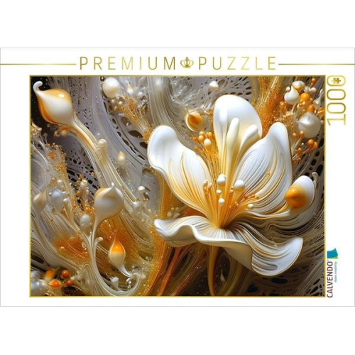 CALVENDO Puzzle Zartes Geflecht - edle Blüten in orange und gold | 1000 Teile Lege-Größe 64x48cm Foto-Puzzle für glückliche Stunden