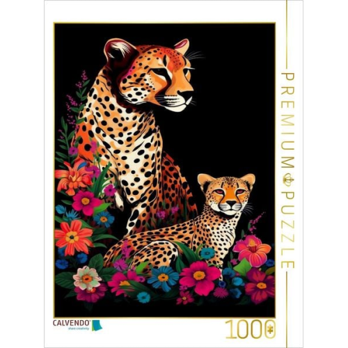 CALVENDO Puzzle Geparden | 1000 Teile Lege-Größe 64x48cm Foto-Puzzle für glückliche Stunden