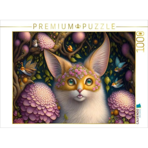 CALVENDO Puzzle Zauberhaftes Fabelwesen zwischen Dahlien | 1000 Teile Lege-Größe 64x48cm Foto-Puzzle für glückliche Stunden