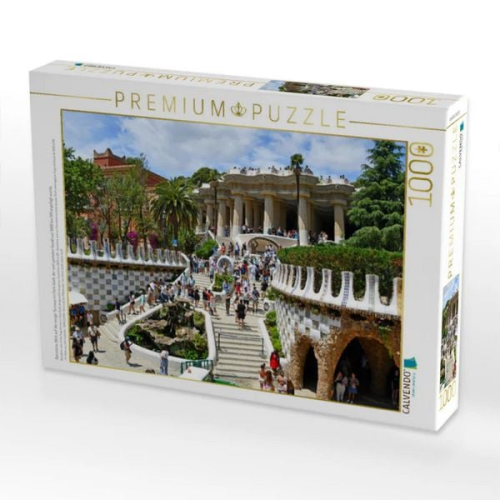 CALVENDO Puzzle Barcelona, Blick auf die riesige Terrasse im Park Güell, der vom genialen Gaudi von 1900 bis 1911 angelegt wurde | 1000 Teile Lege-Grö